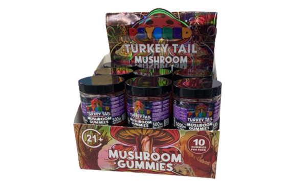 Psyched Mushroom Gummies Vegan Gluten Free | 500 mg per gummies | 5000mg per pack | 18 Jar Per Box 6 flavorsla